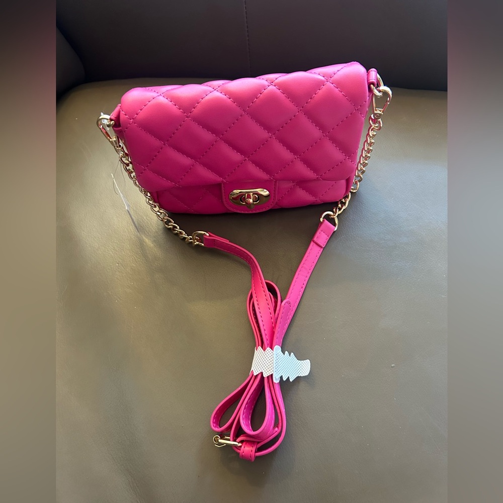 Hot Pink Quilted Crossbody Bag - Picture 7 of 16